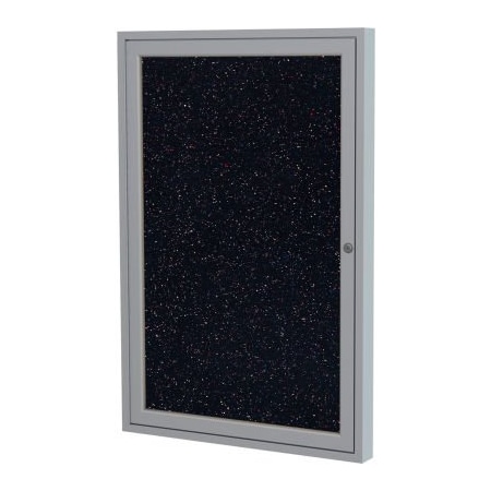 Ghent Ghent Enclosed Bulletin Board, 1 Door, 30"W x 36"H, Confetti Recycled Rubber/Silver Frame PA13630TR-CF